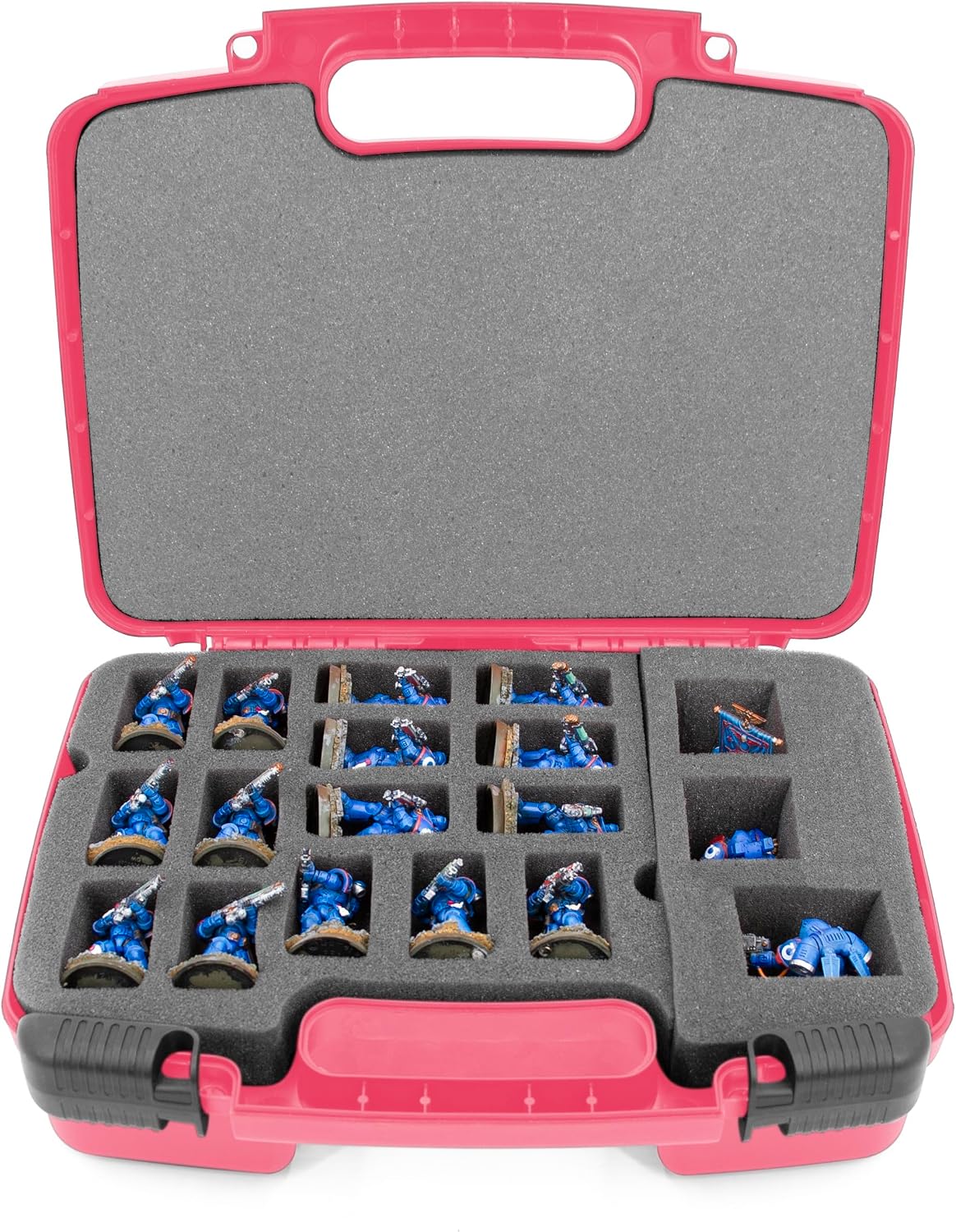 CASEMATIX miniature storage hard shell pink case front view tabletop gaming accessories