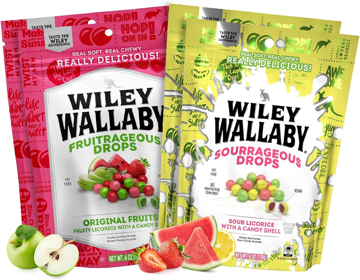 Wiley Wallaby Licorice Candy Drops | Sourrageous and Fruitrageous Drops | 6 Ounce | 2 Pack - Image 12
