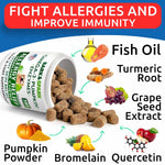 Bark&Spark non GMO allergy skin and coat supplement container showing ingredients list