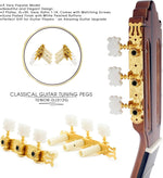 Tenor guitar machine heads showing pearl butterfly buttons