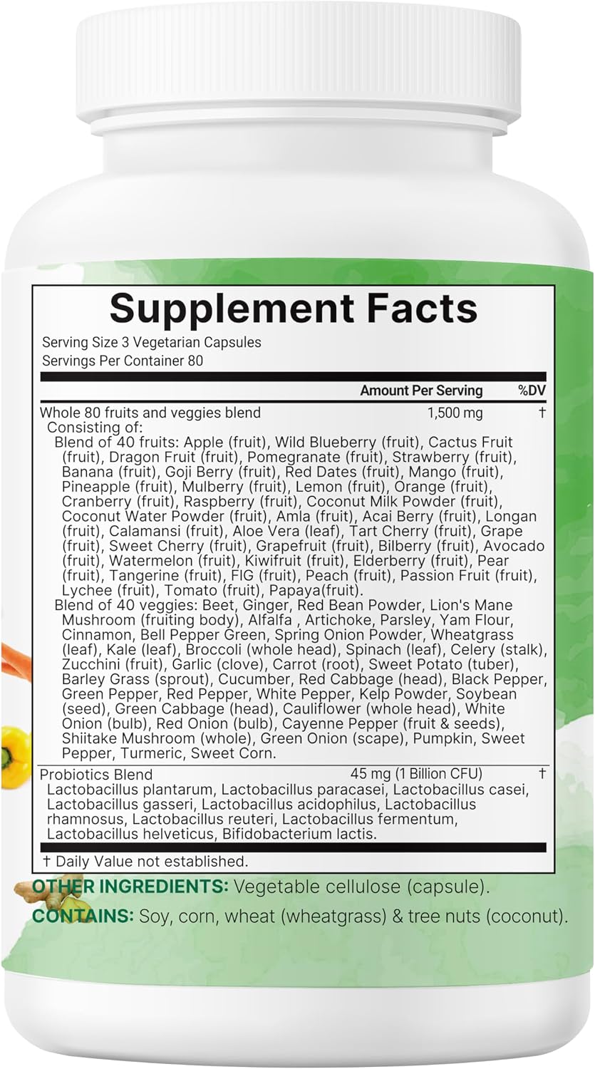 Micro Ingredients 80 plus superfoods supplement nutritional panel