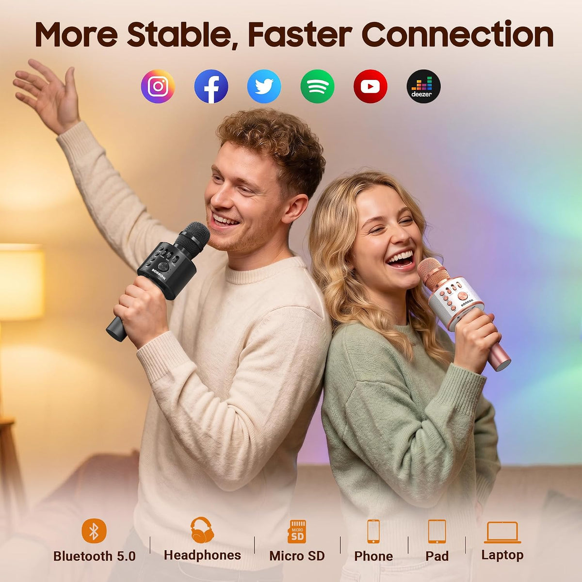 BONAOK portable handheld microphone control buttons closeup