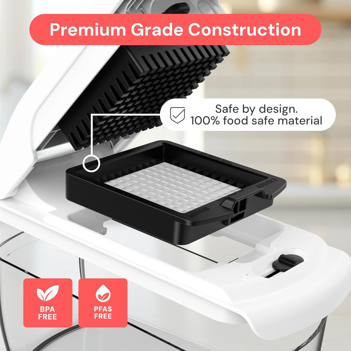 Fullstar food chopper showing stainless steel blade insert