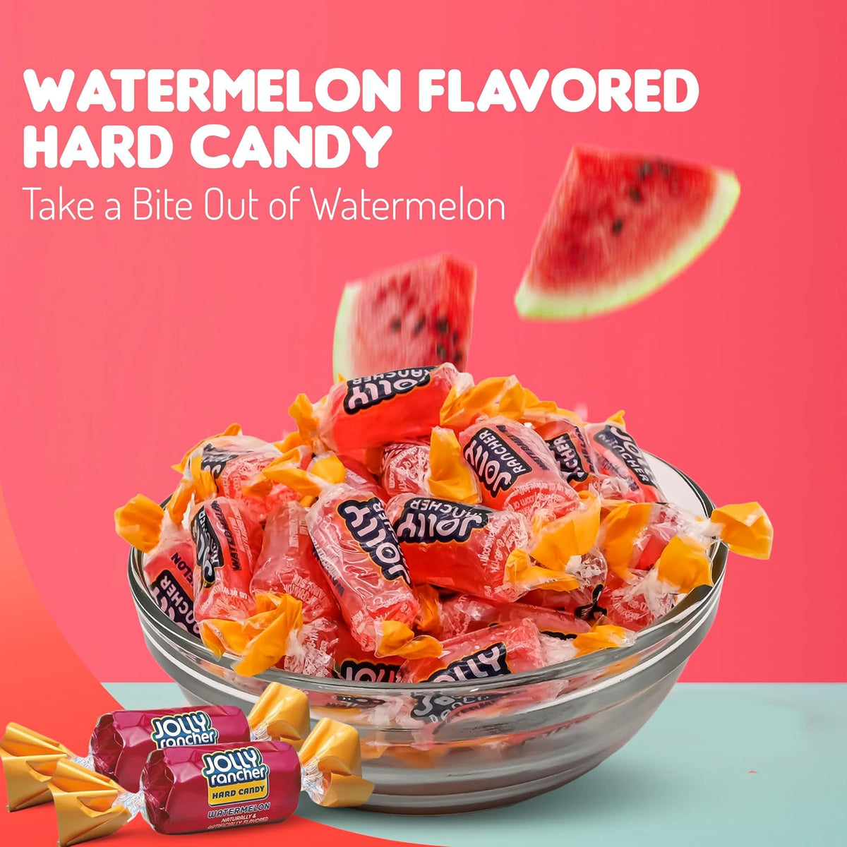 Top down view of 1 pound bulk Watermelon Jolly Ranchers