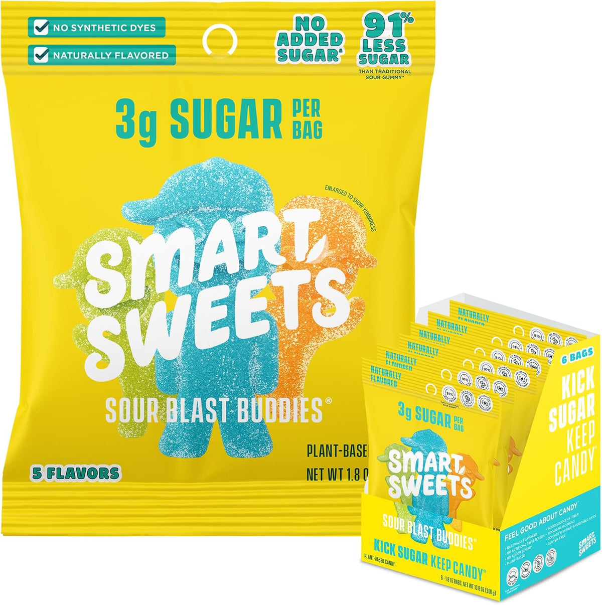 SmartSweets Dream Puffs, Gluten Free Foam Candy, Plant Based Healthy Snacks For Adults & Kids, Low Calorie, Low Sugar, No Artificial Sweeteners, Strawberry & Peach Flavors, 50g Bags, 4 Pack - Image 10