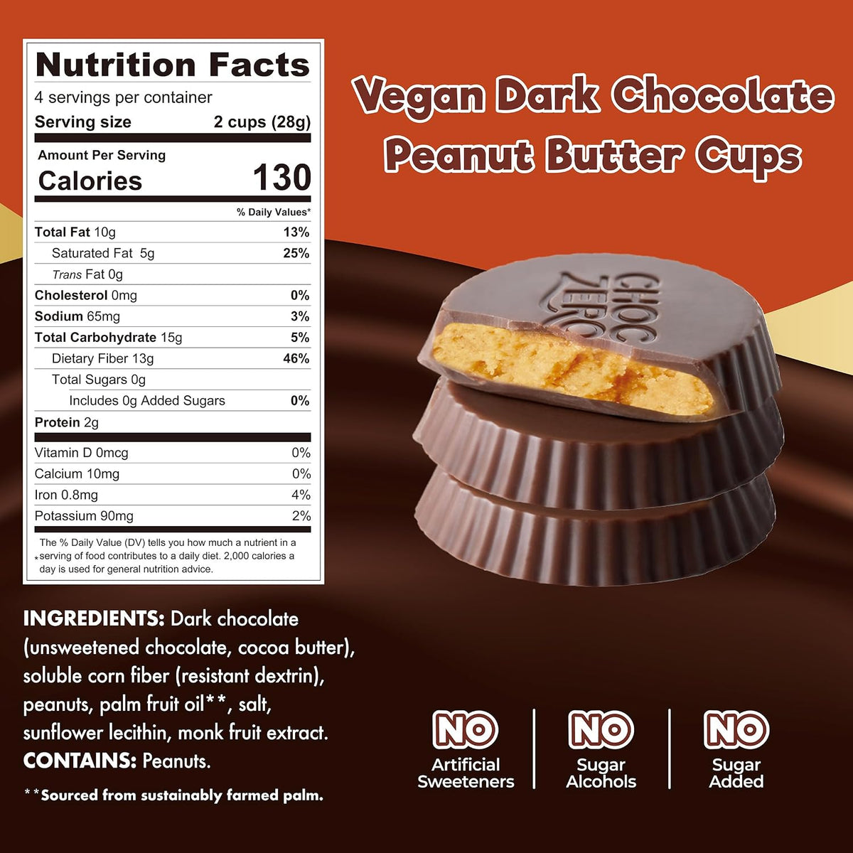 ChocZero keto chocolate peanut butter cups assortment display showing dark milk and white options.