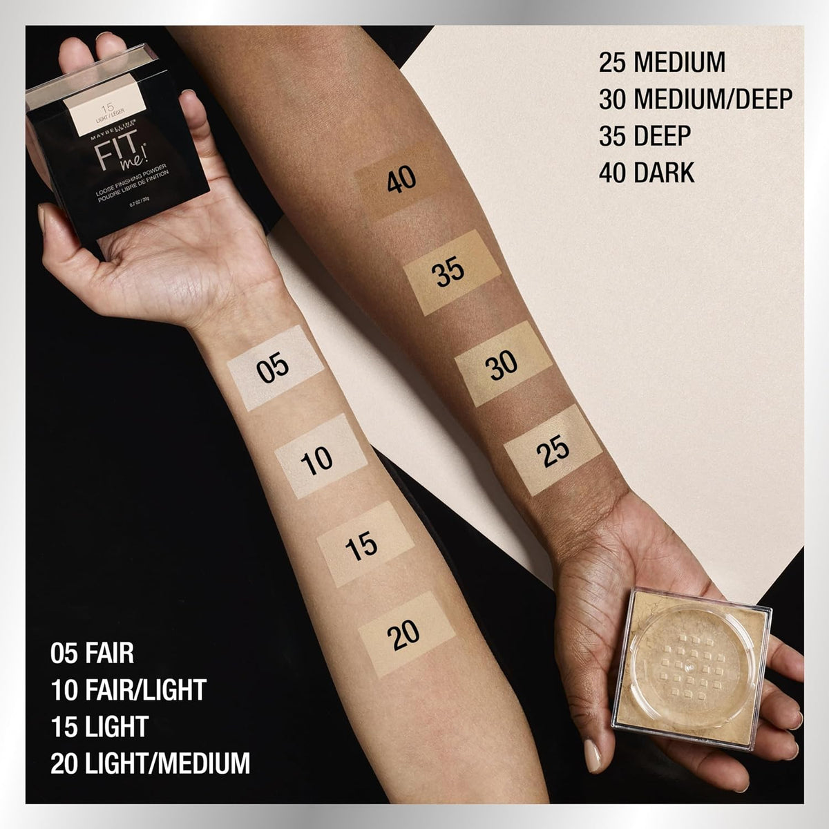 Maybelline powder texture and silky finish swatch