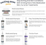 Two pack configuration of Smiling Paws Pets medicated round wipes