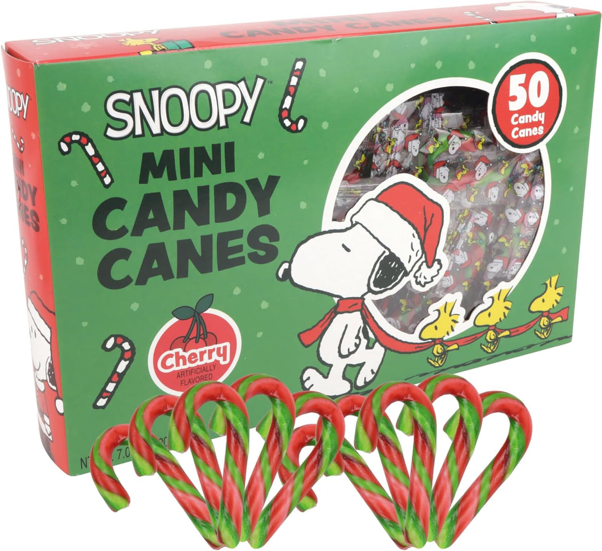 Thrive Brands Peanuts Snoopy Mini Candy Canes fifty count festive holiday candy box