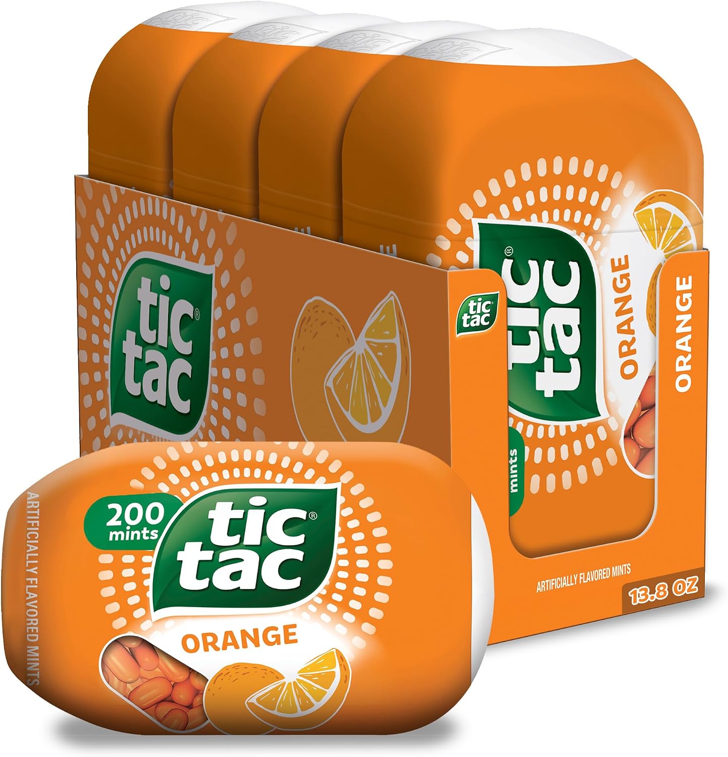 Tic Tac Orange 4-pack front view showcasing imported packaging.