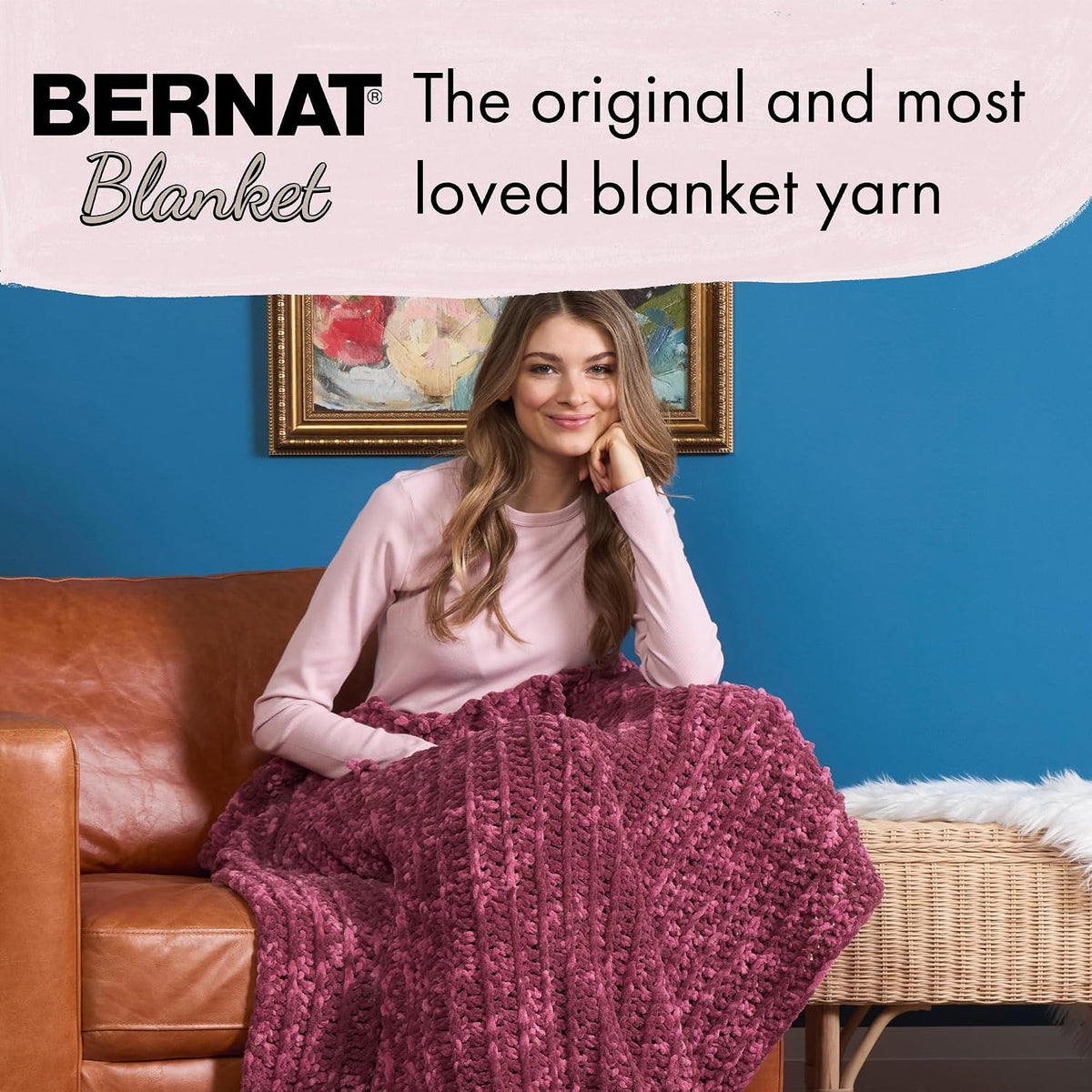 Bernat craft yarn ball side angle view