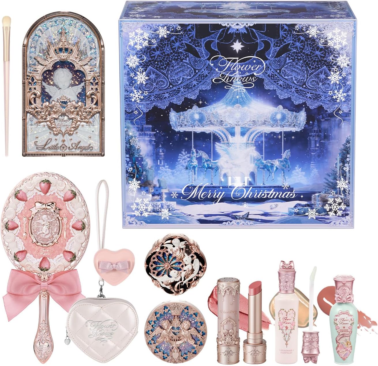 Flower Knows Cherub Bloom 11 Piece Makeup Gift Box Set front view authentic luxury cosmetics kit India