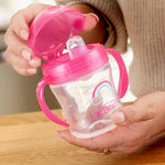 Dr. Brown's pink transition cup packaging for infants 6 months and older
