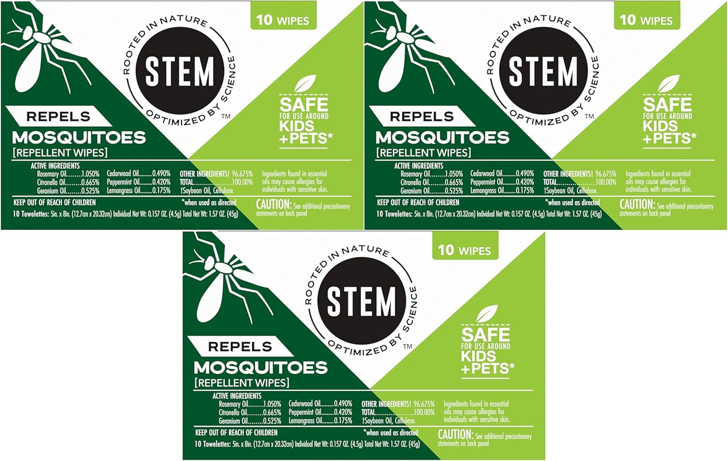 Stem Repels Mosquitoes: Mosquito Repellent Wipes with Botanical Extracts, 30 Count - Image 1