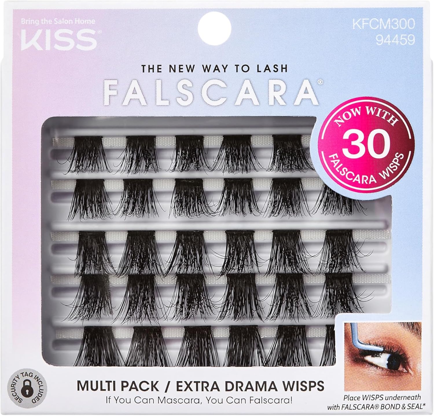 KISS Falscara Extra Drama Wisps Multipack front view showing thirty individual lash clusters