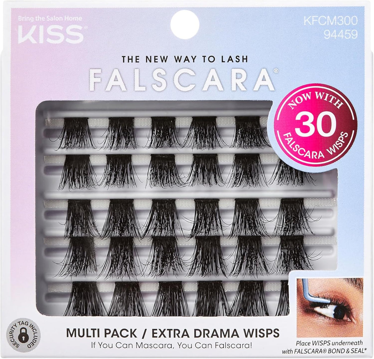 KISS Falscara Extra Drama Wisps Multipack front view showing thirty individual lash clusters