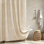 Siiluminisoy Extra Long Grey Boho Shower Curtain with Tassel, Woven Fabric 96 in Shower Curtain, Tufted Chevron Striped, 72 x 96, Modern Chic Textured Minimalist Bathroom Shower - Image 13