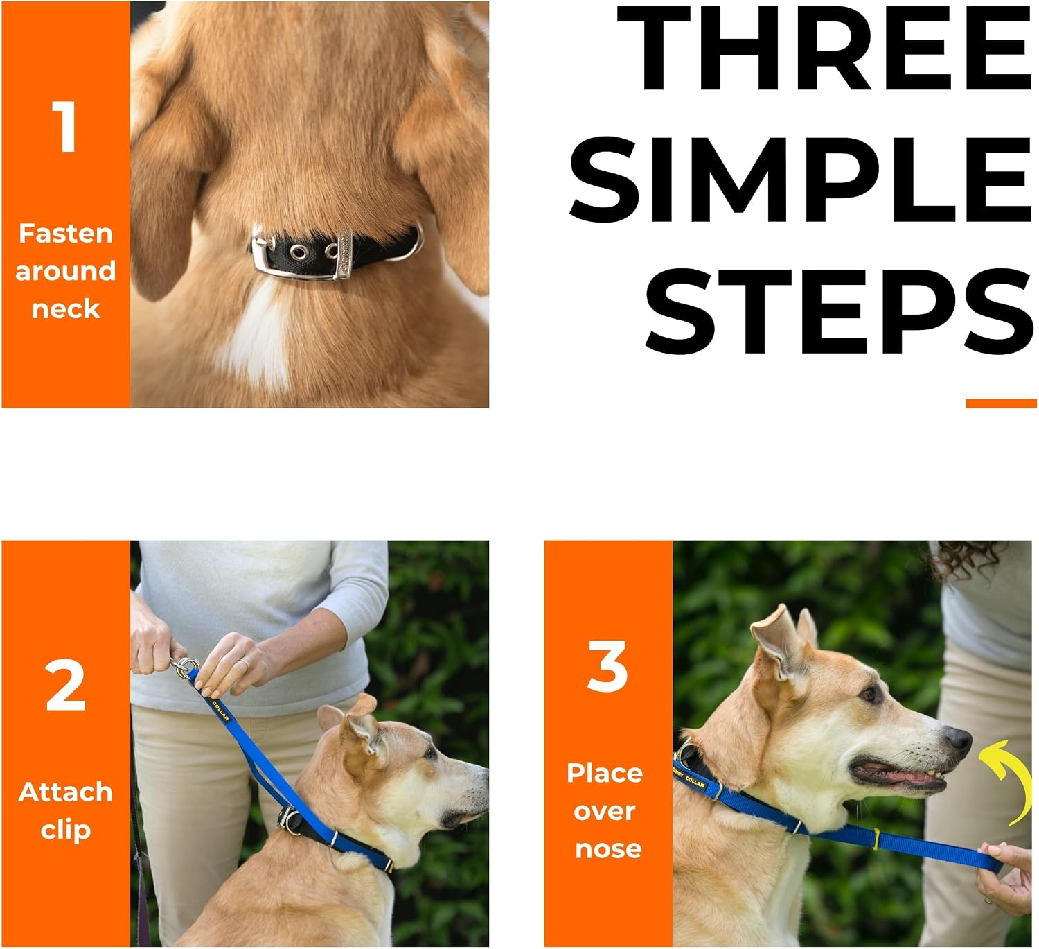 Canny Collar no pull dog training head collar black front view