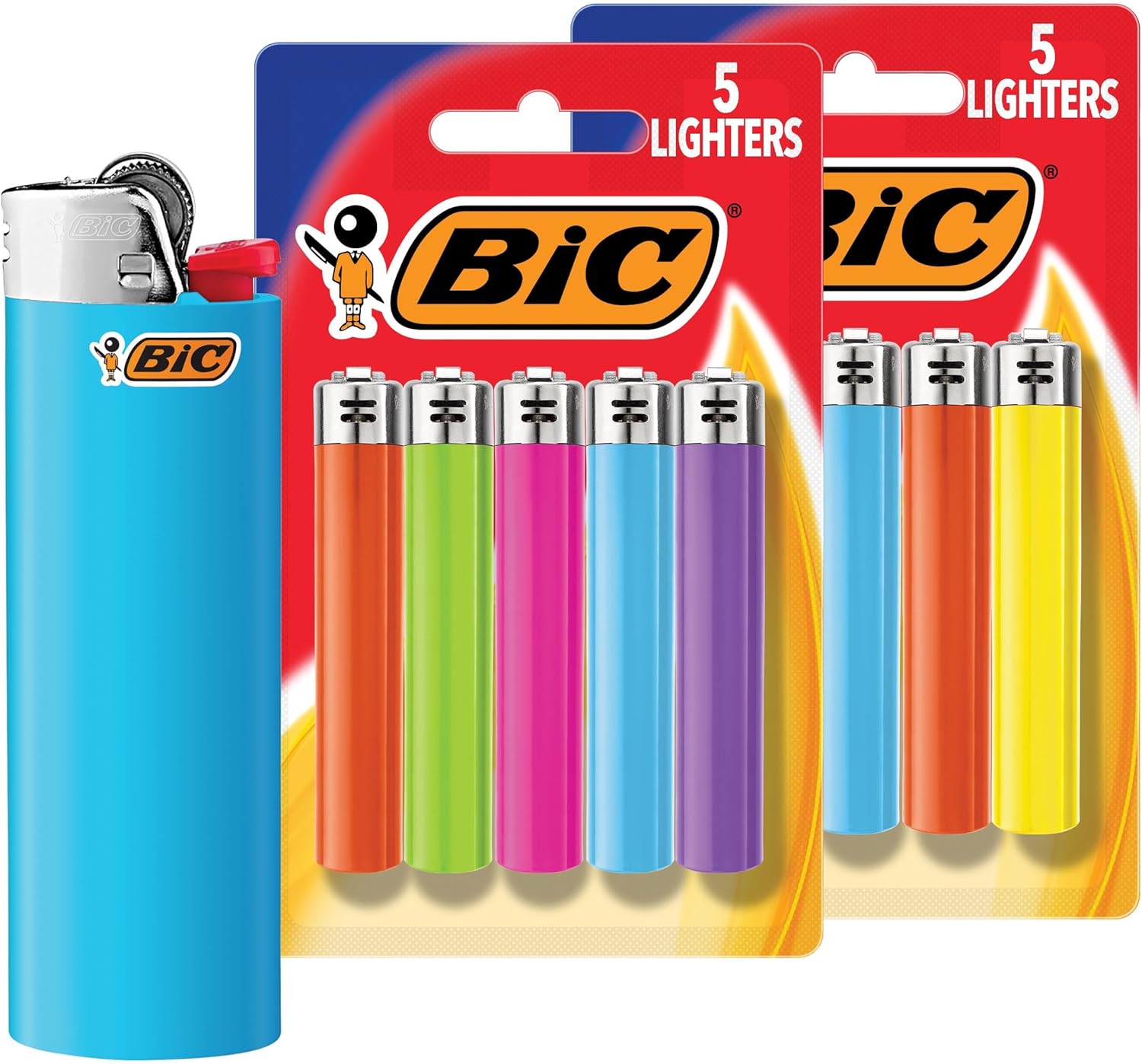 BIC Maxi Pocket Lighters, Safe and Reliable, Long-Lasting Pocket Lighters for New Year Candle Lighting, Fashion Colors, 10-Pack (Colors May Vary) - Image 1