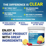 Dr. Berg Electrolyte Powder showing the pink Himalayan salt ingredient feature.