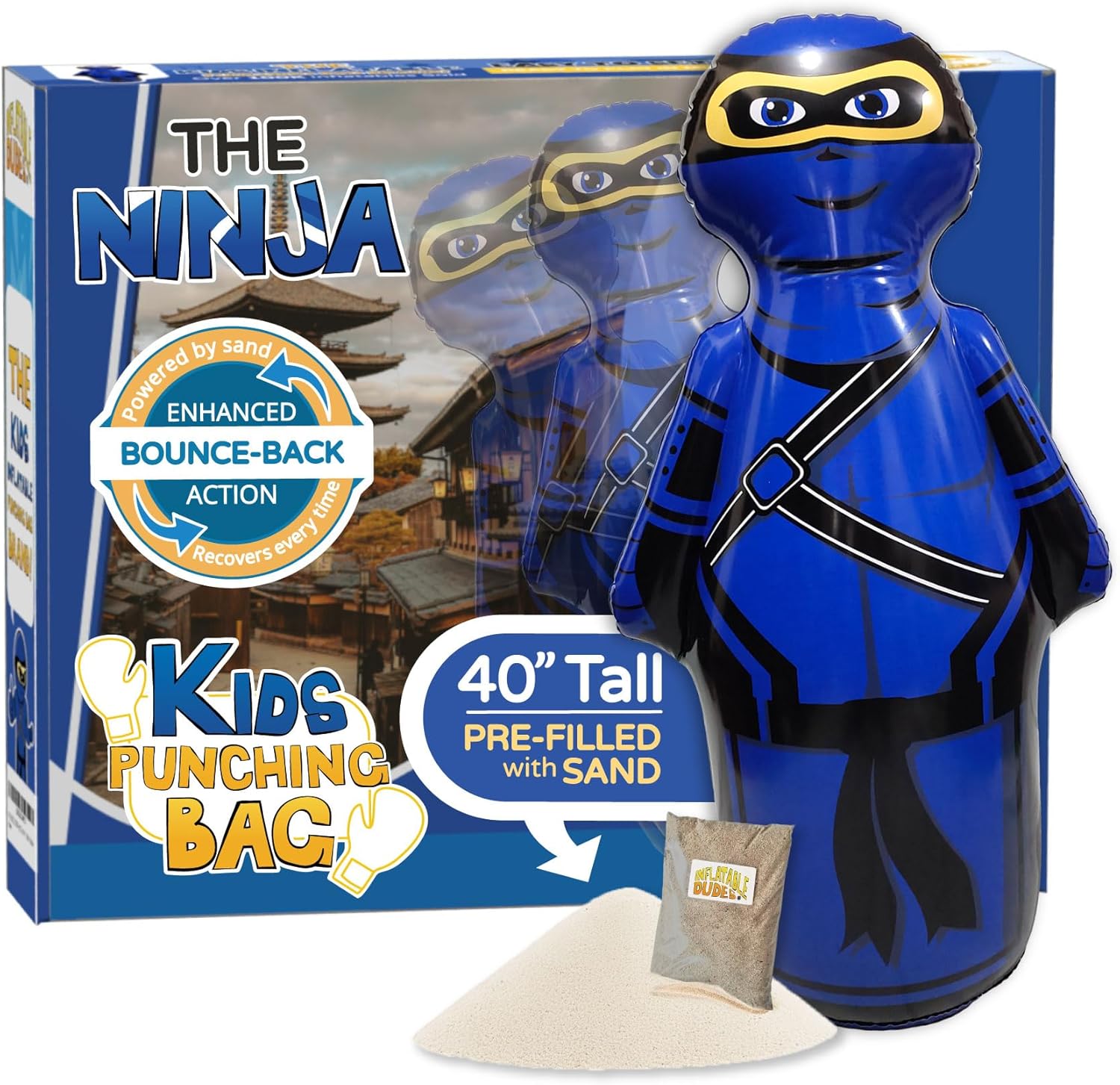 Inflatable Dudes 40 inch ninja punching bag front view