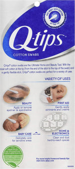Q-tips dual-tipped cotton swabs packaging and box layout for personal care