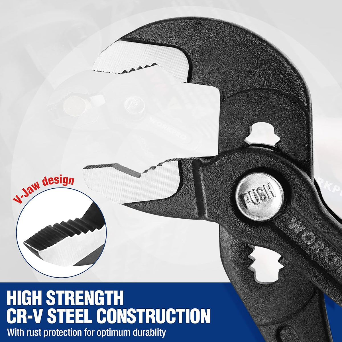 WORKPRO 12-inch pliers push button mechanism