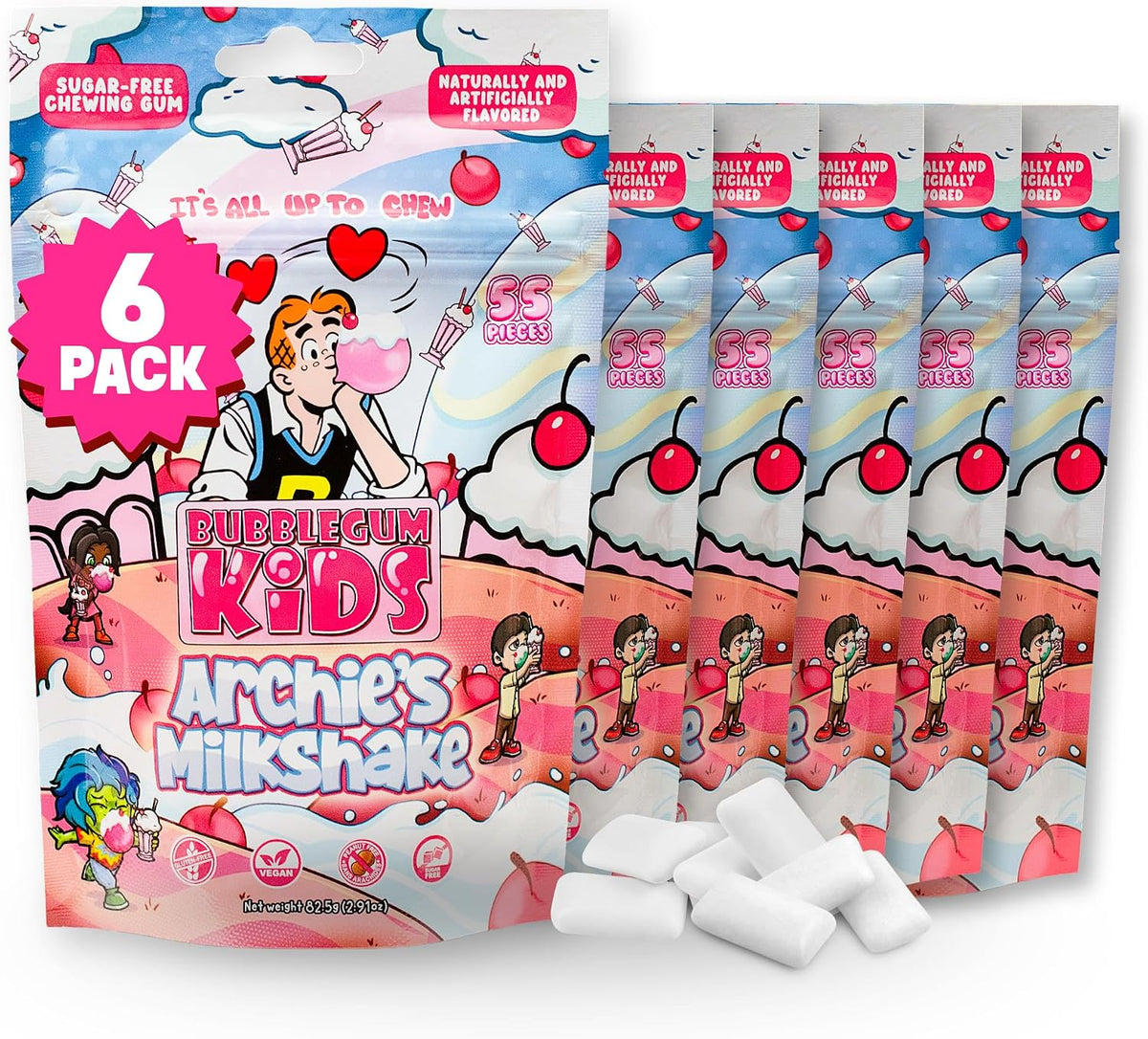 Blue raspberry flavored healthy teeth chewing gum pouch display