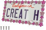 Creathome 3D Shining Daisy Wrenth License Plate Frame from Pure Zinc Alloy Metal Perfect Plate Holder, Matt Black with Green Glitter - Image 10