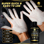 Close up of hands drying with quick setting fitness chalk