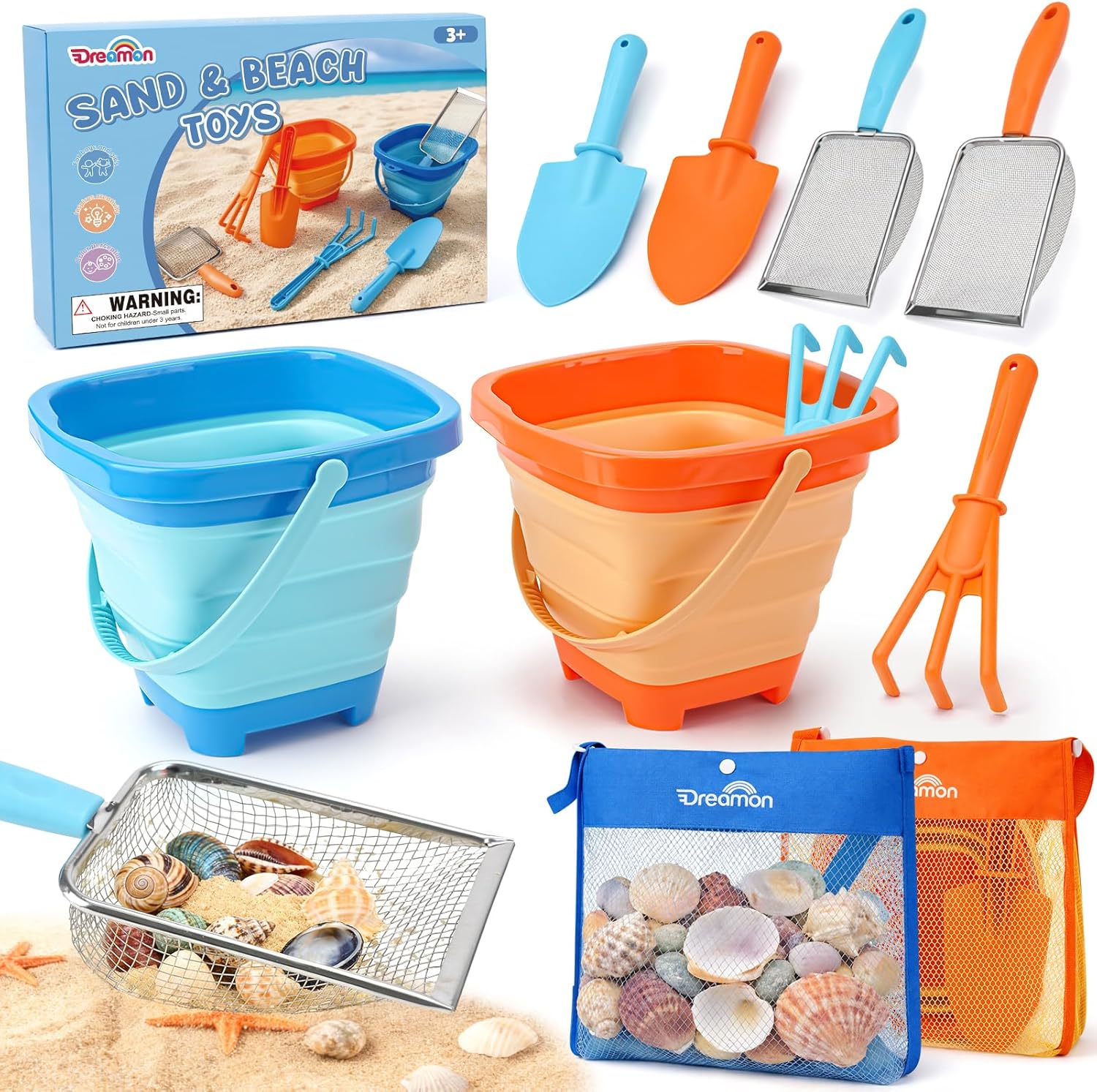 Dreamon beach toys 2 pack travel sand kit front view.