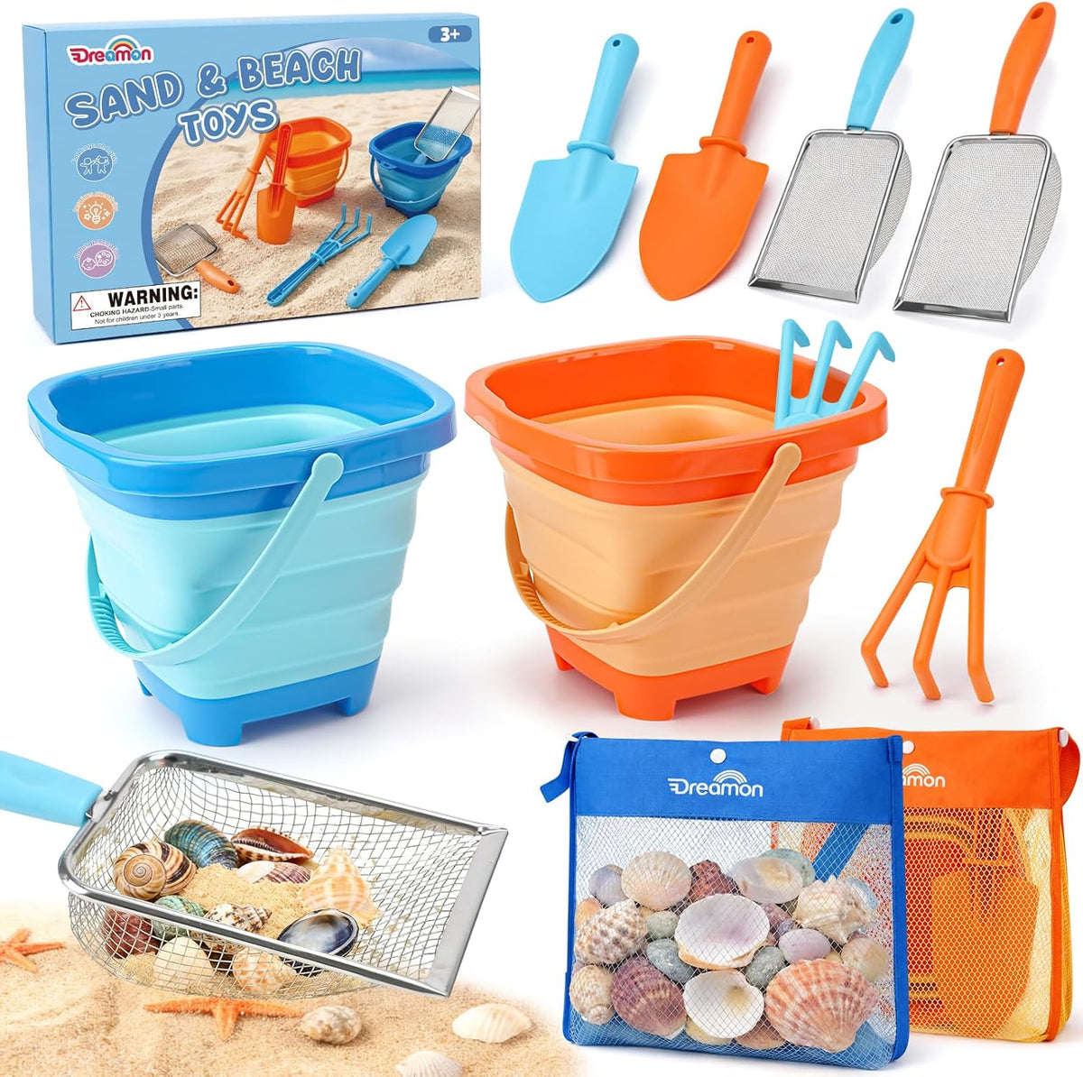 Dreamon beach toys 2 pack travel sand kit front view.