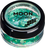 Moon Glitter iridescent chunky glitter front view jar packaging