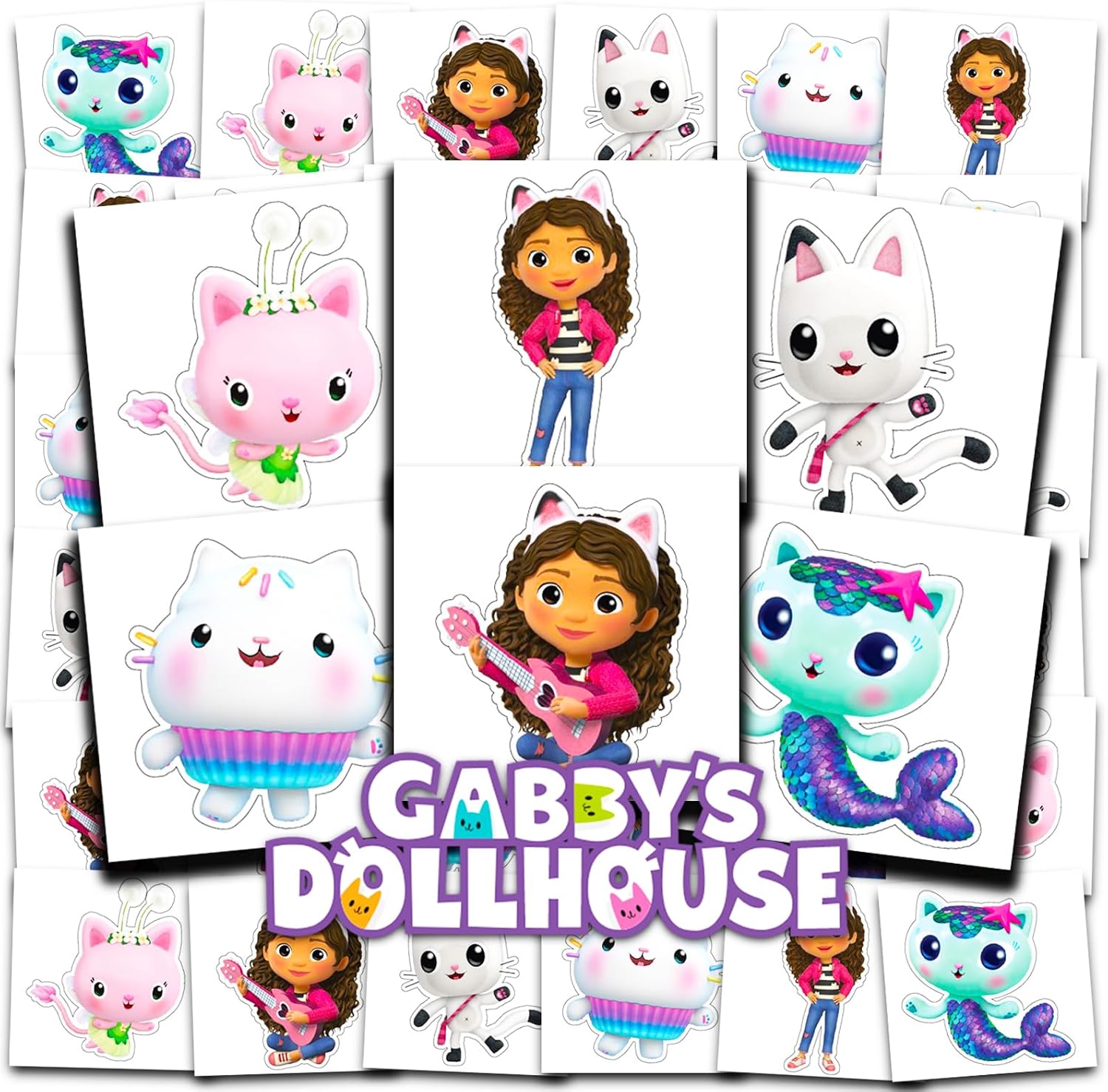 Gabby's Dollhouse Tattoos Party Favors Bundle ~ 72 Perforated Individual 2" x 2" Gabby's Dollhouse Temporary Tattoos for Kids Boys Girls (Gabby's Dollhouse Party Supplies) - Image 1
