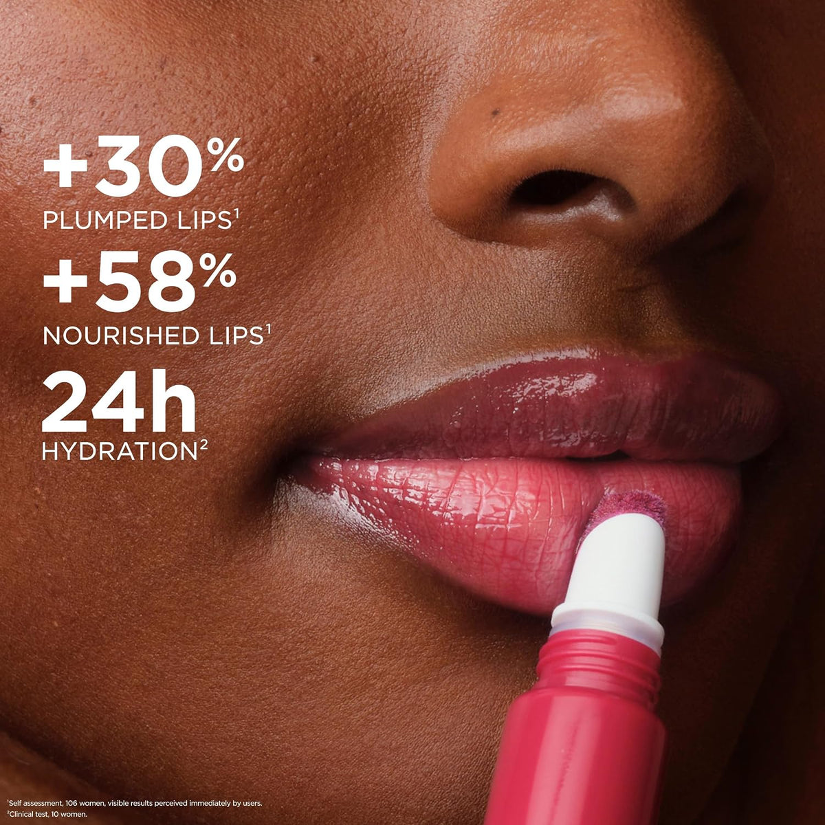 Clarins hydrating lip gloss texture swatch on skin