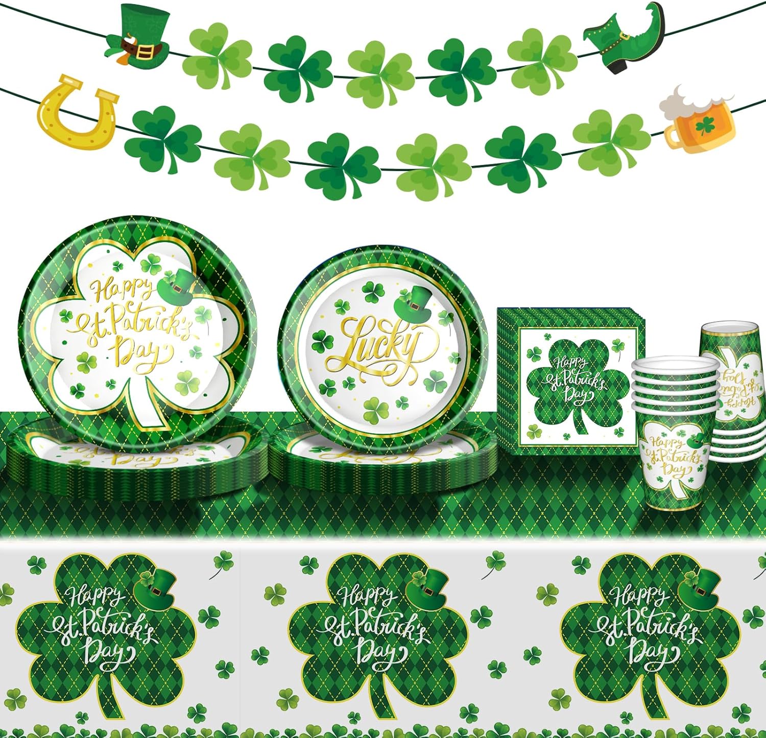 Baolaiballoon St. Patrick's Day tableware set front view