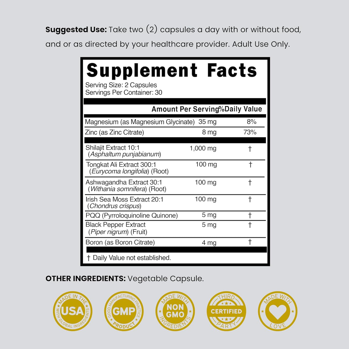 Dorado Nutrition Shilajit Supplement USA-made certification badge