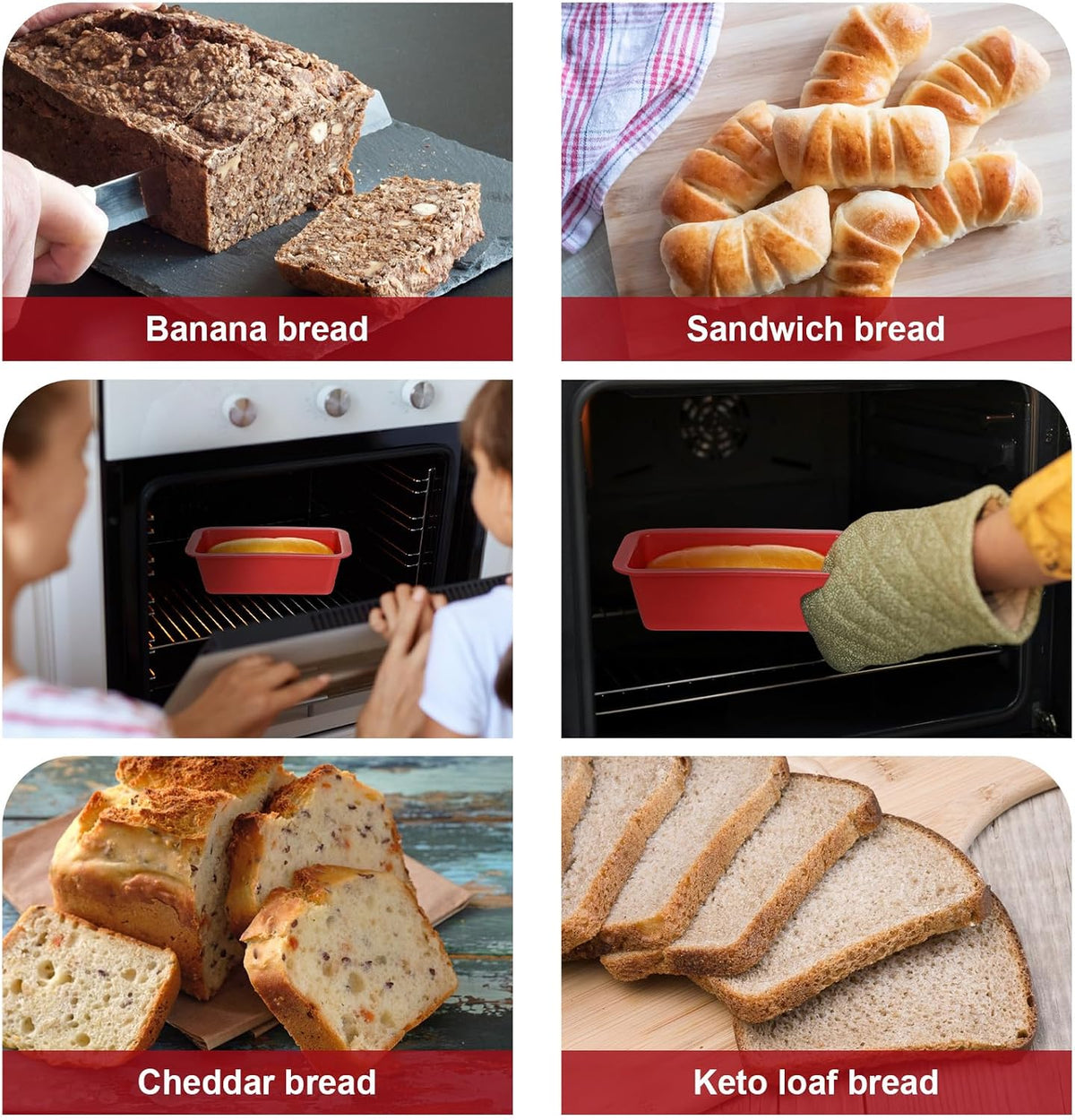 Pafeooui red silicone mini loaf pans close up texture