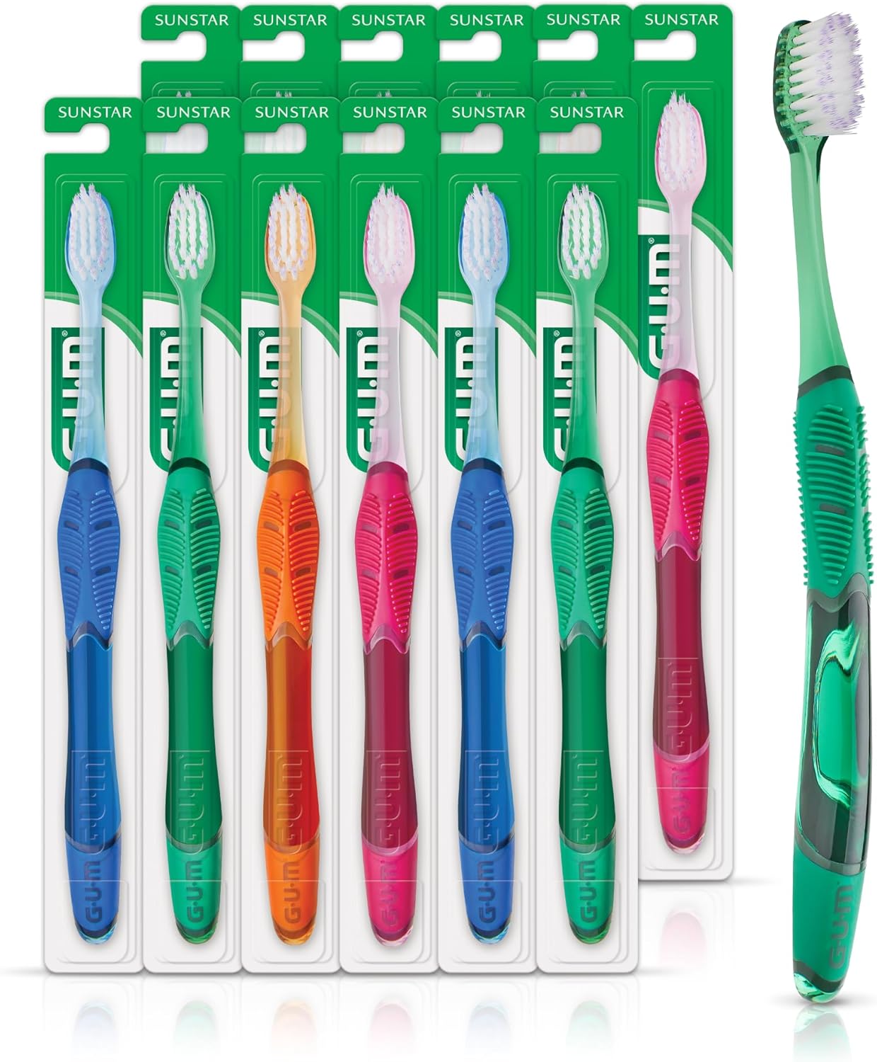 GUM Technique Deep Clean Toothbrush - Compact Soft - Soft Toothbrushes for Adults with Sensitive Gums - Extra Fine Bristles, 1ct (12pk) - Image 1