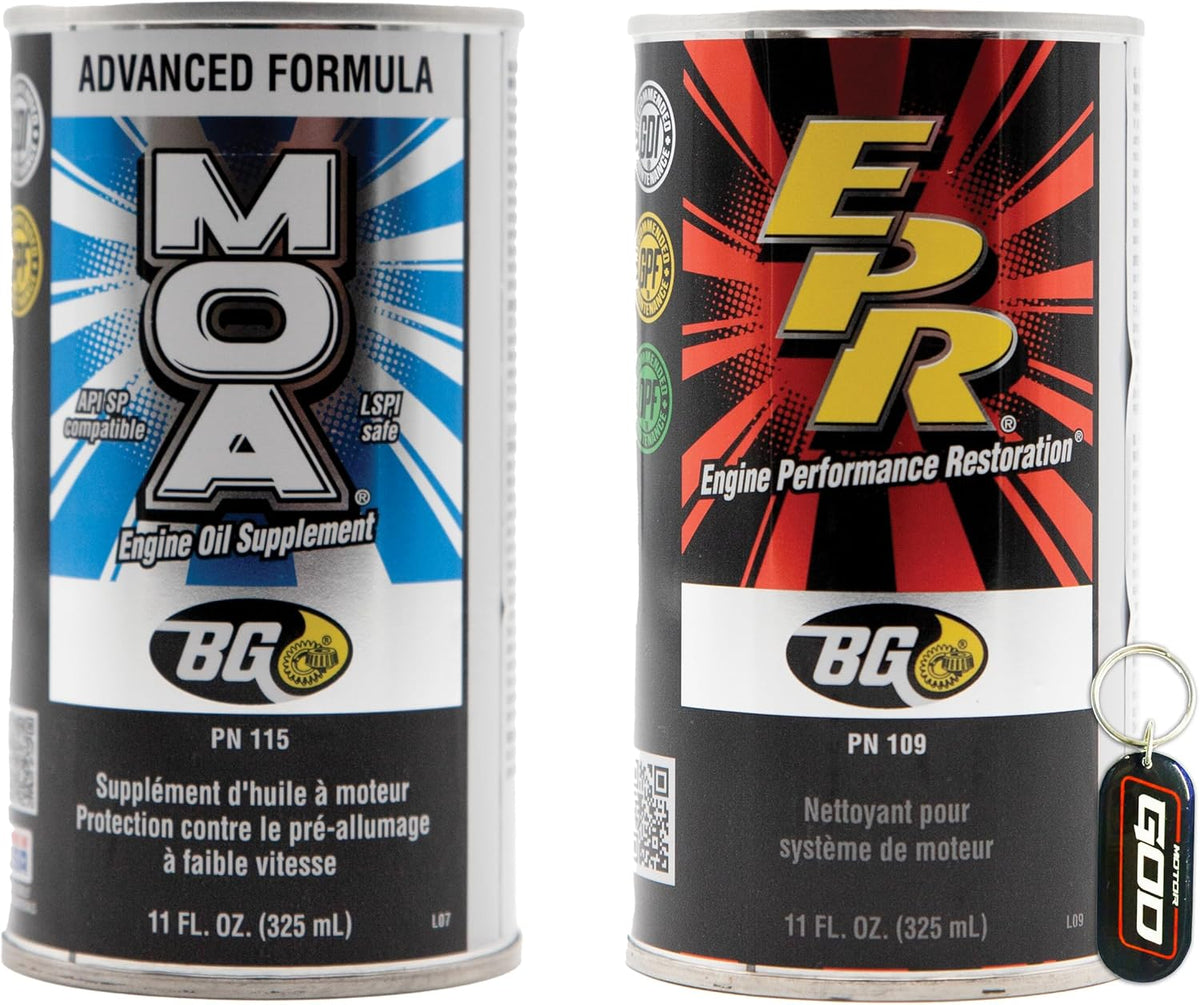 Motor God BG MOA 115 and EPR 109 engine restoration kit with motor oil additives