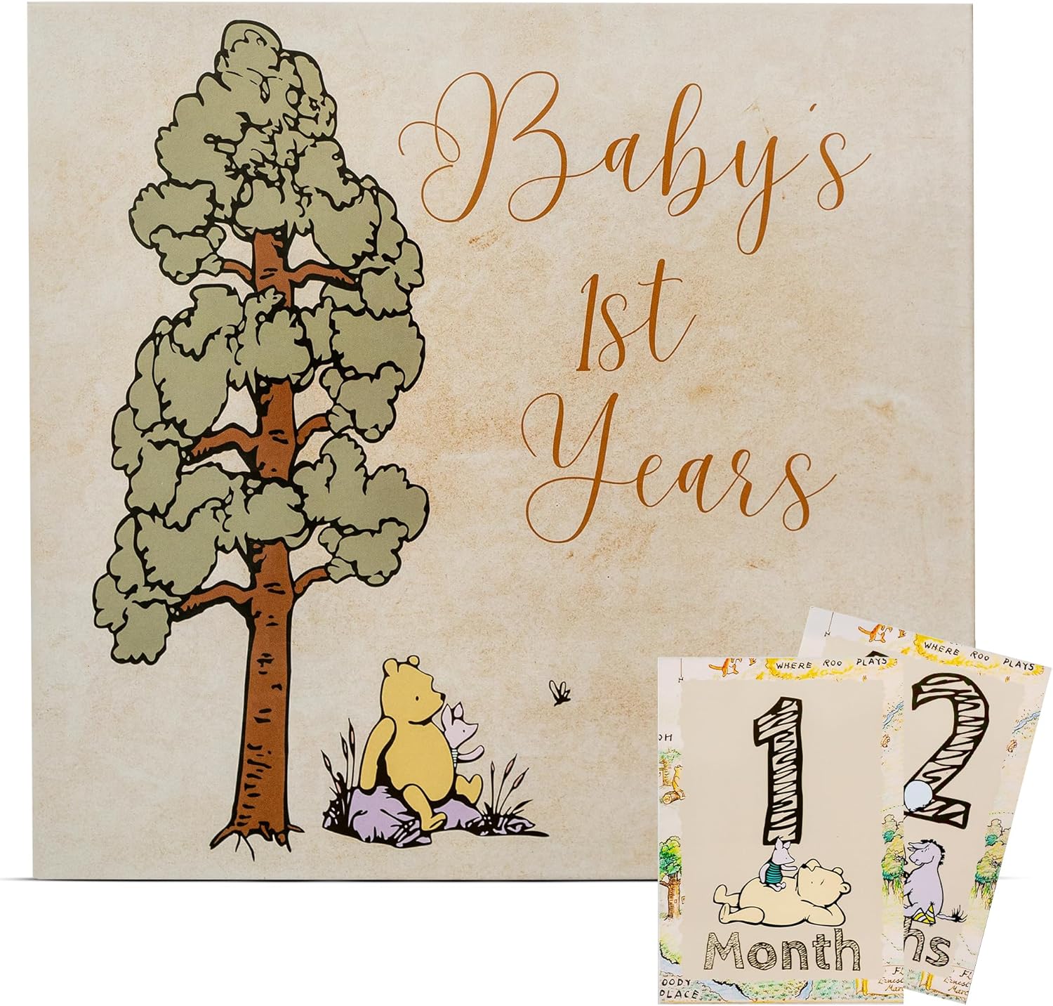 Baby Louise Winnie the Pooh keepsake memory book front cover view showing classic cartoon graphics.