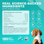 Back label of Chewia dog supplement showing weight based daily feeding instructions.