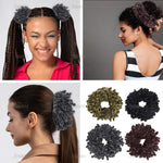 AUEAR 4 pack hair scrunchie set highlighting olive and dark coffee colors