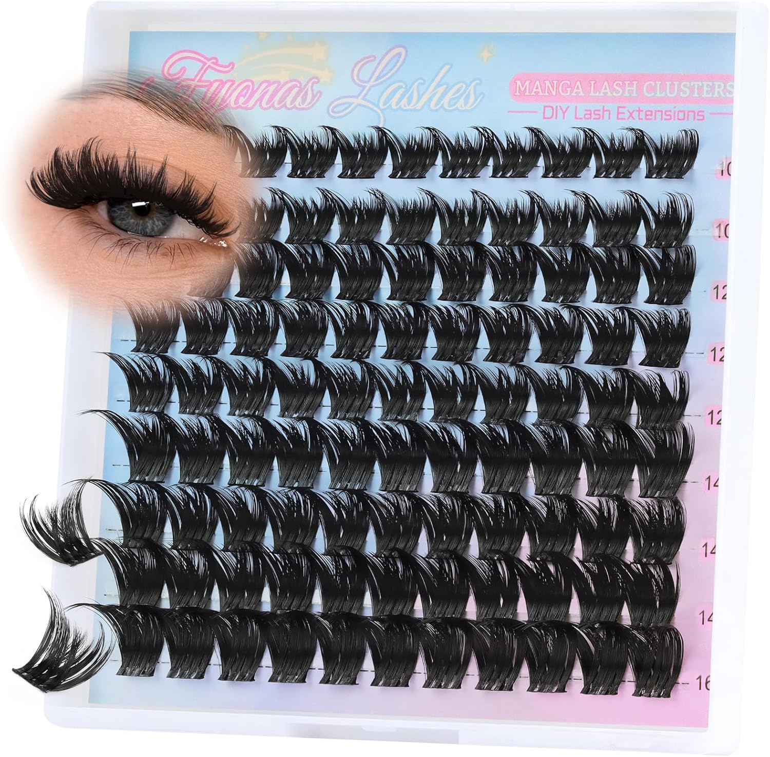 Lash Clusters Manga Eyelash Clusters 99Pcs Volume C Curl Cluster Eyelash Extensions Fairy Look 10-16mm Thick Cluster Lashes Anime Individual Lashes DIY Lash Extension at Home (Rosy) - Image 1