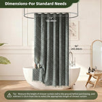 Siiluminisoy grey shower curtain hanging in a modern bathroom