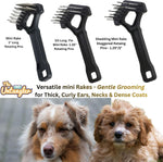 Untangler mini-rake detangling thick dog coat