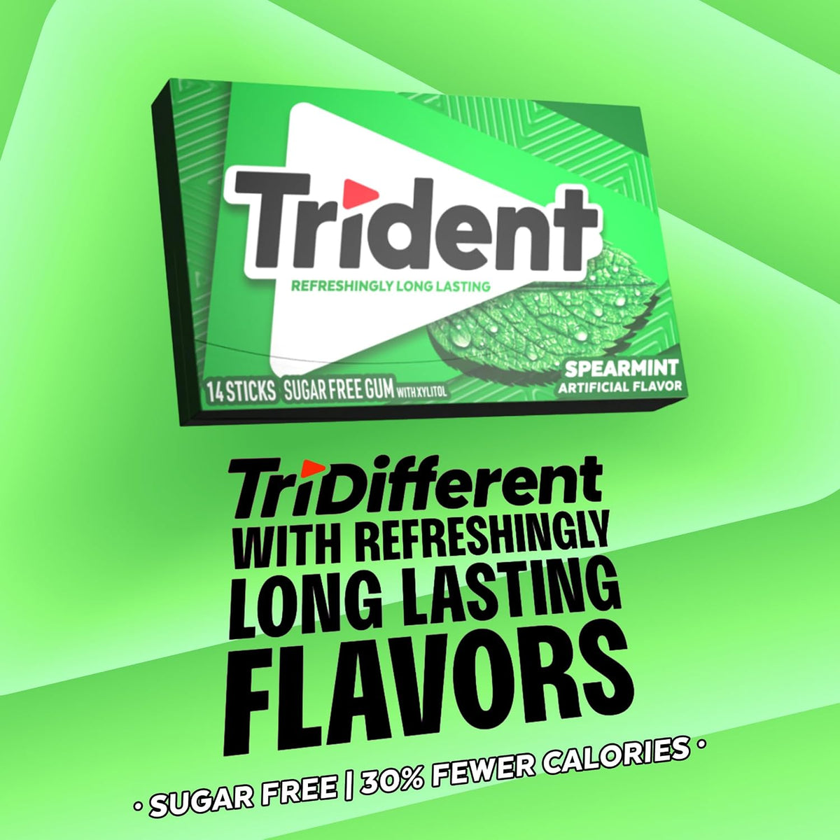 Trident spearmint flavor tooth friendly chewing gum package side view