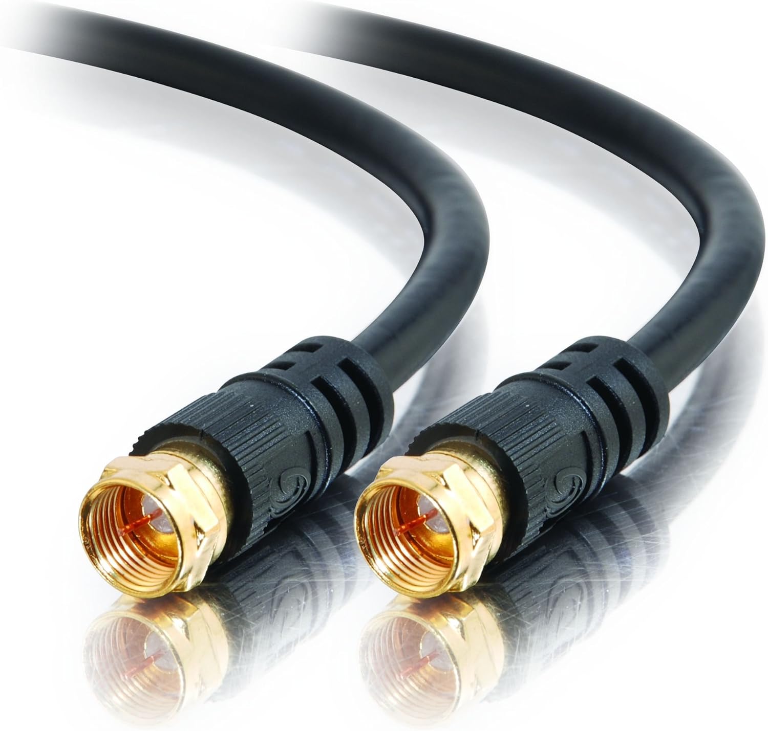 C2G 27030 Value Series F-Type RG59 coaxial cable front view showcasing the gold-plated male connectors.