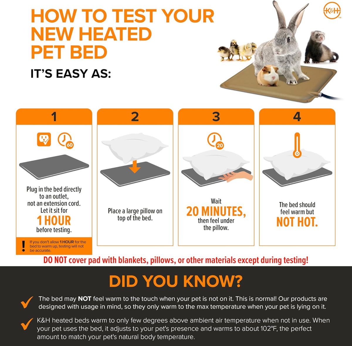 K&H Small Animal Heated Pad packaging and labels