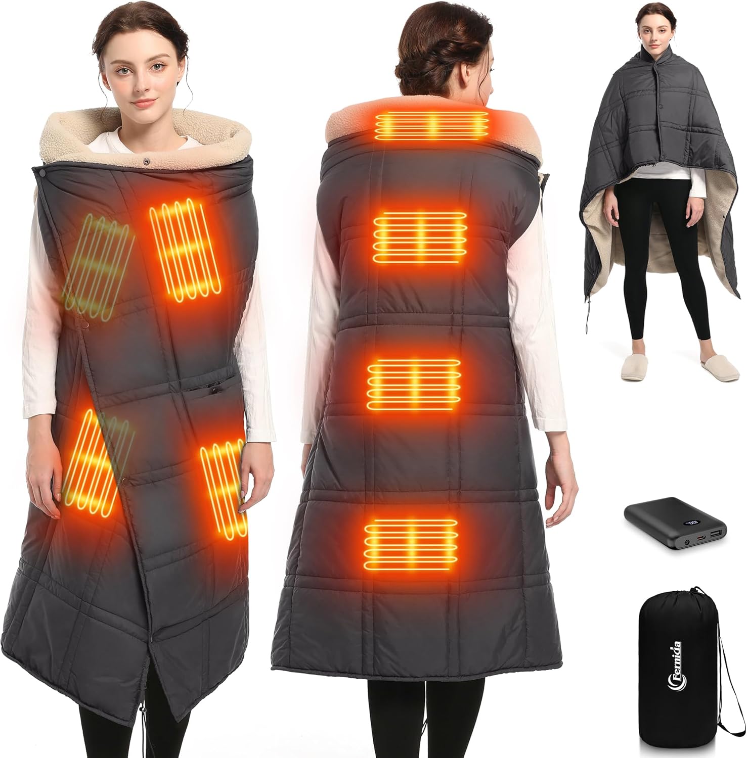 Fernida cordless heated blanket with battery pack